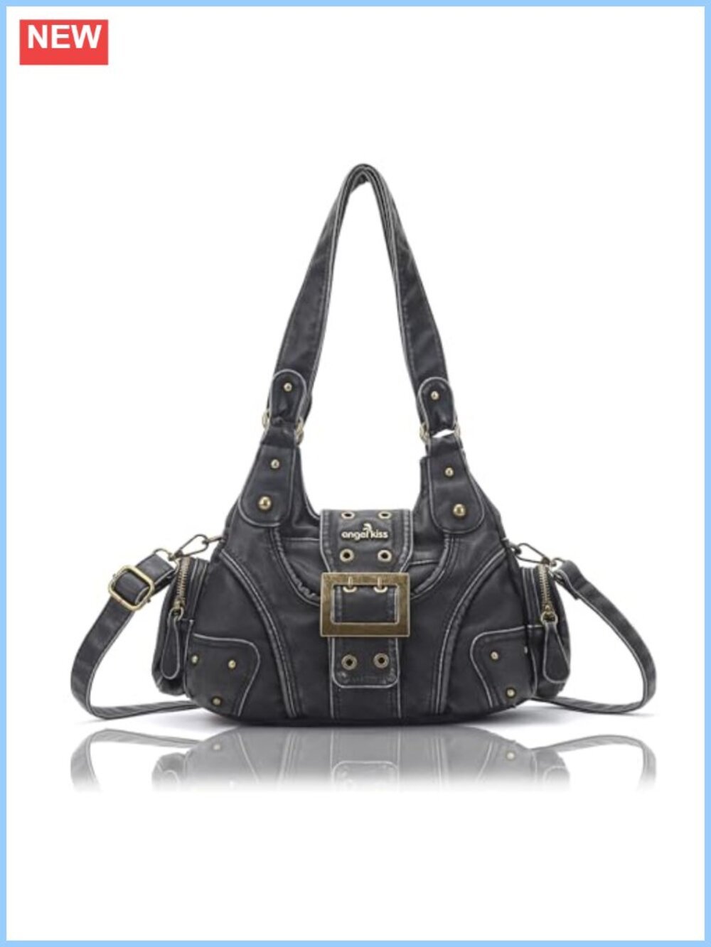 Small Vegan Leather Hobo Shoulder Bag Multi-Pocket Crossbody Purse